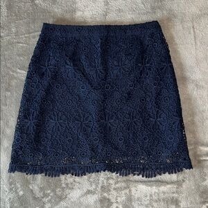 Hollister Navy Floral Lace Mini Skirt
